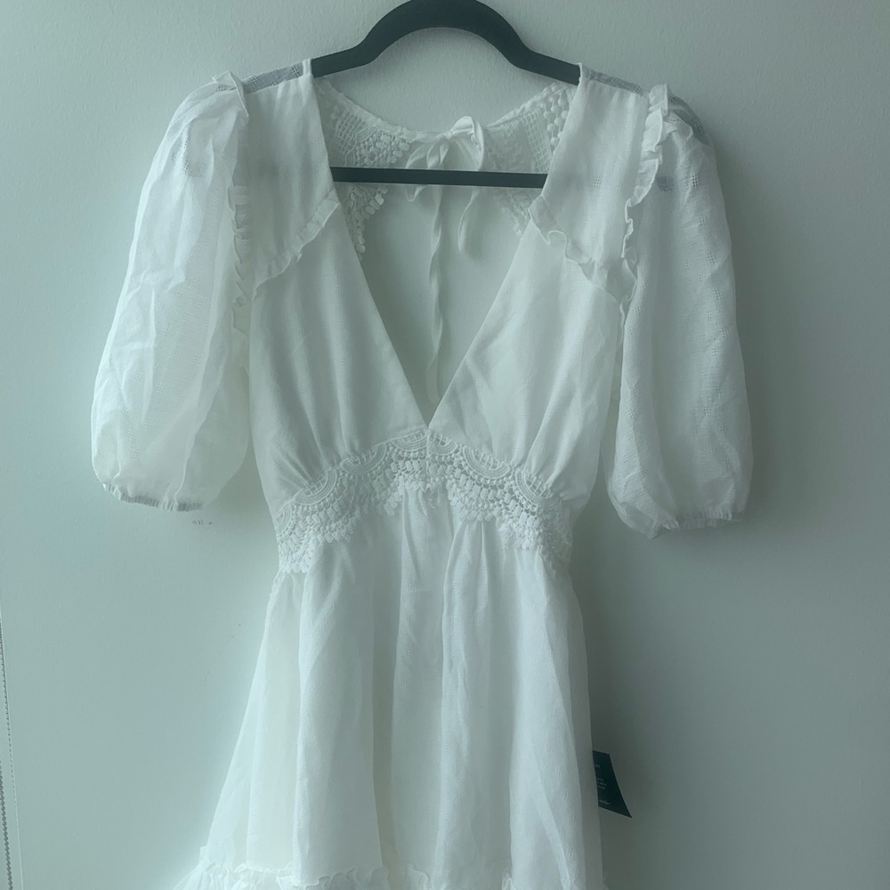 Lulus Daylight Darling Lace Trim Dress White Size Small - Picture 2 of 9